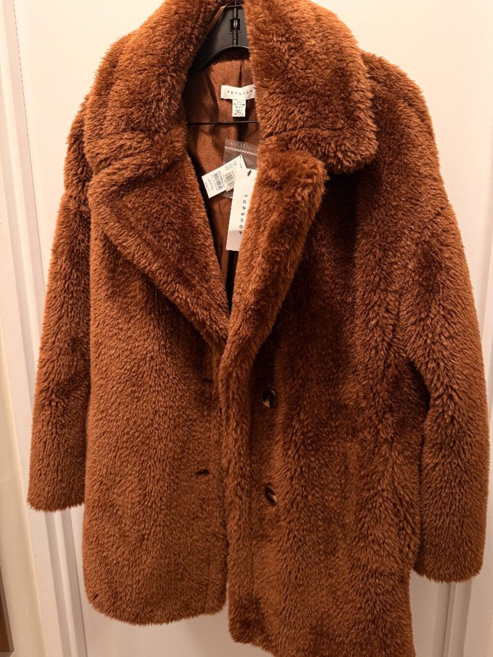 Topshop Brown Teddy Borg Coat NWT Size S / US 4-6